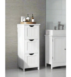 Modcraft 3-Drawer Floor Cabinet, Compact White Storage Unit For Bathroom And Bedroom - thumbnail 3