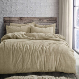 Velosso Taupe Plain Teddy Fleece Duvet Cover And Pillowcase Set Super King - thumbnail 1