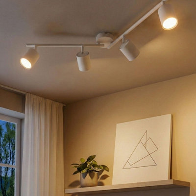 Beliani Four-Light Adjustable Spotlight Ceiling Lamp White Metal Industrial - Matt Finish - image 1
