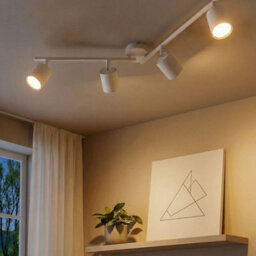 Beliani Four-Light Adjustable Spotlight Ceiling Lamp White Metal Industrial - Matt Finish - thumbnail 1