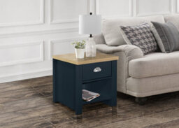 Birlea Highgate 1 Drawer Lamp Table Navy Blue & Oak - thumbnail 7