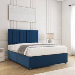 Bsspoke Aria Divan Bed Set Blue Plush Velvet With 24Inch Headboard No Mattress No Drawers In Single Double King 4Ft 6Ft - thumbnail 3