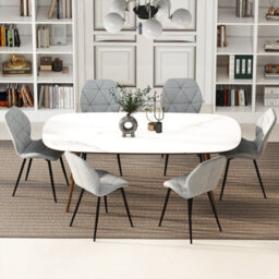 Gainoom Dining Chair Set Of 2 Modern Kitchen Chair W/ Curved Seat-Grey - thumbnail 3