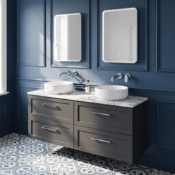 Balterley Stonnall Traditional Wall Hung 4 Drawer Vanity Unit With Laminate Worktop, 1200mm, Dark Grey - thumbnail 3