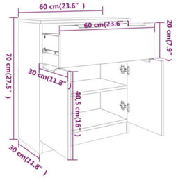 Berkfield Sideboard Concrete Grey 60X30X70 Cm Engineered Wood - thumbnail 8