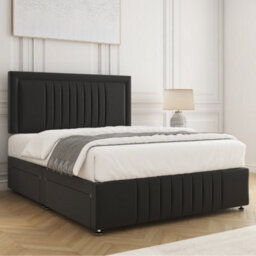 Bsspoke Lily Divan Bed Set Black Plush Velvet 24Inch Headboard & Footboard & Mattress No Drawers In Single 4Ft 4Ft6 5Ft 6Ft - thumbnail 2