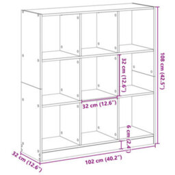Berkfield Bookcase Concrete Grey 102X32X108 Cm Engineered Wood - thumbnail 9