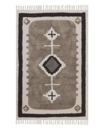 Beliani Beige Cotton Area Rug 140 X 200 Cm Tufted With Tassels - thumbnail 1