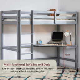 Lassic Vida Designs Sydney Grey Bunk Bed With Desk - thumbnail 7