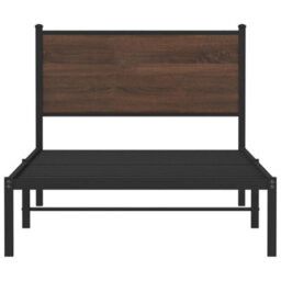 Berkfield Metal Bed Frame Without Mattress Brown Oak 100X190 Cm - thumbnail 5