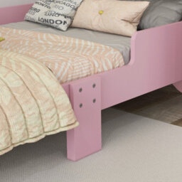 Zonekiz Toddler Bed Frame Cat Design Kids Bed With Guardrails - Pink - thumbnail 9