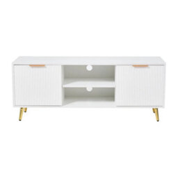 Modern Tv Stand Cabinet With Storage Shelves Matt White Tv - thumbnail 1