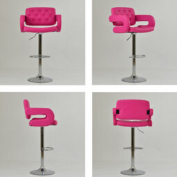 Lakeland Furniture Chase Hot Pink Faux Leather Chrome Gas Lift Base Bar Stool - thumbnail 2