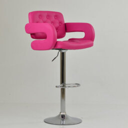 Lakeland Furniture Chase Hot Pink Faux Leather Chrome Gas Lift Base Bar Stool - thumbnail 4