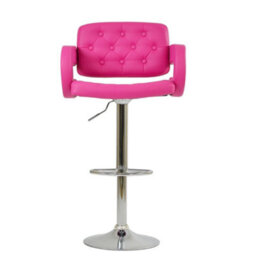 Lakeland Furniture Chase Hot Pink Faux Leather Chrome Gas Lift Base Bar Stool