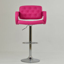Lakeland Furniture Chase Hot Pink Faux Leather Chrome Gas Lift Base Bar Stool - thumbnail 3