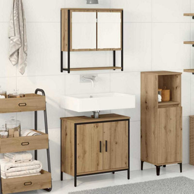 Walplus Bathroom Furniture Set With Storage 2 Pcs Brown 60 X 30 X 60 Cm - image 1