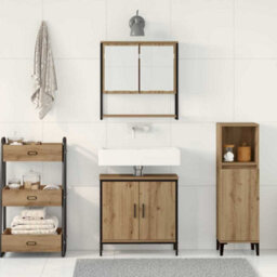 Walplus Bathroom Furniture Set With Storage 2 Pcs Brown 60 X 30 X 60 Cm - thumbnail 4