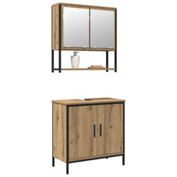 Walplus Bathroom Furniture Set With Storage 2 Pcs Brown 60 X 30 X 60 Cm - thumbnail 3