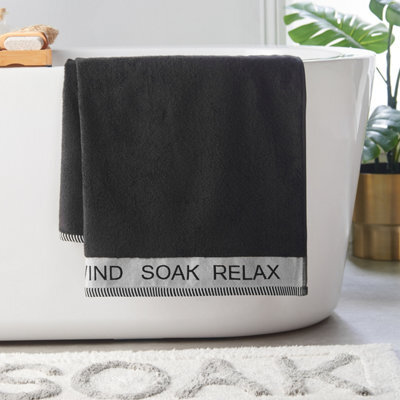 Catherine Lansfield Relax And Unwind Hand Towel Black - image 1