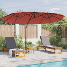 Berkfield Modern Garden Cantilever Parasol Terracotta Powder-Coated Steel - thumbnail 4