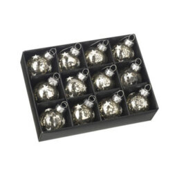 Set Of 12 Glass Gold Star Baubles