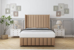 "Comfort Serena Latte Dumfries Divan Bed Set No Drawers - 54"" Wingback & 12"" Footboard 3' Single" - thumbnail 1