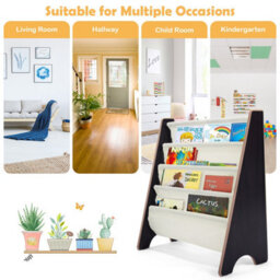 Costway 4 Tier Kids Bookshelf Magazine Rack Baby Book Storage Display Organizer Holder - thumbnail 3