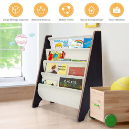Costway 4 Tier Kids Bookshelf Magazine Rack Baby Book Storage Display Organizer Holder - thumbnail 7