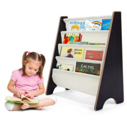 Costway 4 Tier Kids Bookshelf Magazine Rack Baby Book Storage Display Organizer Holder - thumbnail 1