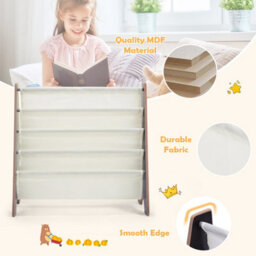 Costway 4 Tier Kids Bookshelf Magazine Rack Baby Book Storage Display Organizer Holder - thumbnail 6