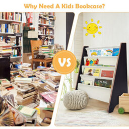 Costway 4 Tier Kids Bookshelf Magazine Rack Baby Book Storage Display Organizer Holder - thumbnail 5