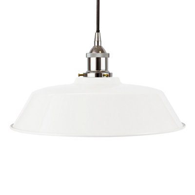 White Chancery Painted Dome Pendant Light With Nickel Lamp Holder And Black Round Cable - Se Home - image 1