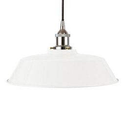 White Chancery Painted Dome Pendant Light With Nickel Lamp Holder And Black Round Cable - Se Home - thumbnail 1