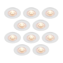 GoodHome Drexler Matt White Fixed Led Fire-Rated Warm White Downlight Ip65, Pack Of 10 - thumbnail 1