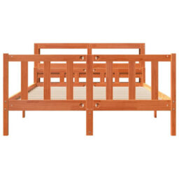 Berkfield Bed Frame With Headboard Without Mattress Wax Brown 160X200 Cm - thumbnail 4