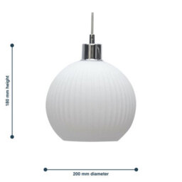 First Choice Lighting Set Of 2 Betchley - White Ribbed Glass Globe Easy Fit Pendant Shades - thumbnail 6