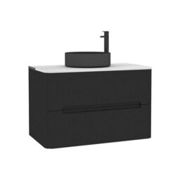 Royal Bathrooms Venice 800mm Matt Nocturne Black Wall Mounted Bathroom Countertop Vanity Unit 2 Drawer With Art Round Basin - thumbnail 7