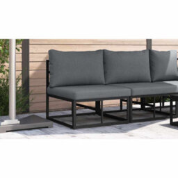 Berkfield Outdoor Furniture With Cushion With Pillow Black Aluminium - thumbnail 4