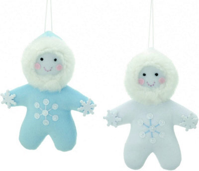Christmas Tree Hanging Decorations - Blue & White Eskimo Pack Of 2 Assorted - image 1