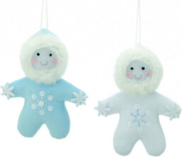 Christmas Tree Hanging Decorations - Blue & White Eskimo Pack Of 2 Assorted - thumbnail 1