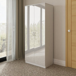 Fwstyle Chilton 2 Door Double Wardrobe White Gloss Scratch Resistant (H) 181.1 (W) 80 (D) 50Cm - thumbnail 1