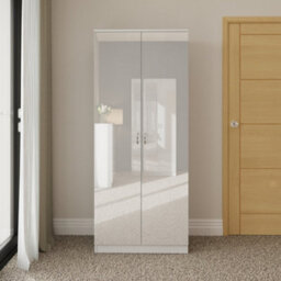 Fwstyle Chilton 2 Door Double Wardrobe White Gloss Scratch Resistant (H) 181.1 (W) 80 (D) 50Cm - thumbnail 2