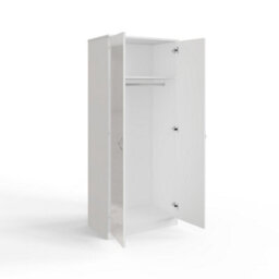 Fwstyle Chilton 2 Door Double Wardrobe White Gloss Scratch Resistant (H) 181.1 (W) 80 (D) 50Cm - thumbnail 4