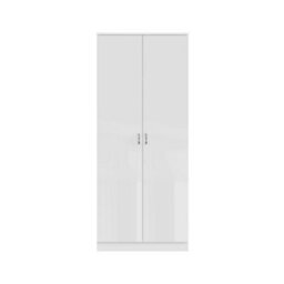Fwstyle Chilton 2 Door Double Wardrobe White Gloss Scratch Resistant (H) 181.1 (W) 80 (D) 50Cm - thumbnail 5