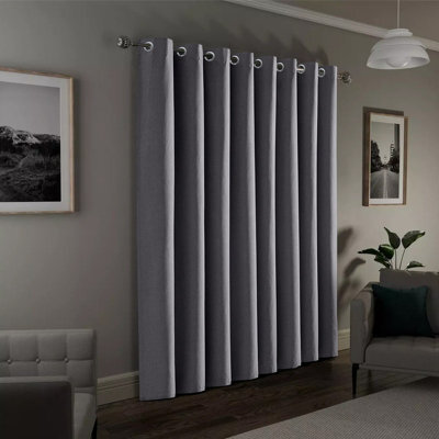 Moonlight Bedding 100%blackout Eyelet Linen Texture Curtain Energy Efficient Door Curtain For Home Decor Uk(Charcoal, 66''x84'') - image 1