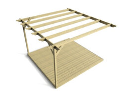 Arbor Garden Solutions Wall Mounted Pergola And Decking Complete Diy Kit, Dinasty Design (3M X 3M, Light Green (Natural) Finish) - thumbnail 4