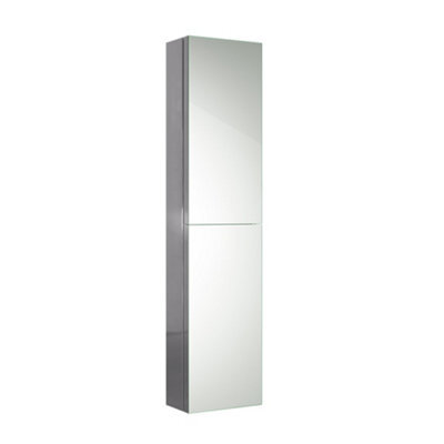Ibathuk Bergen Wall Mounted Tall Stainless Steel Bathroom Mirror Cabinet With Double Door And 5 Shelves In Silver, 1300 X 300mm - image 1