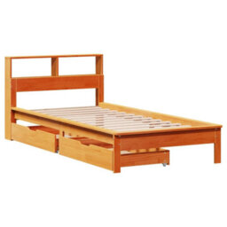 Berkfield Bookcase Bed Without Mattress Wax Brown 90X190 Cm Single Solid Wood Pine - thumbnail 3