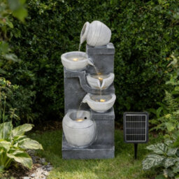 Living And Home Elegant Solar-Powered Tiered Water Fountain With Faux Clay Pot Design For Outdoor Garden Decor 73Cm(H) - thumbnail 1